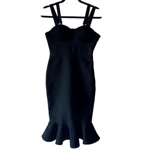 NWT Calm Abigail Bandage Strappy Mermaid Midi Dress Small Black Bodycon